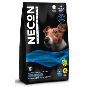 Беззерновой монобелковый корм NECON с мясом лосося и зеленым горошком для взрослых собак с чувствительным пищеварением